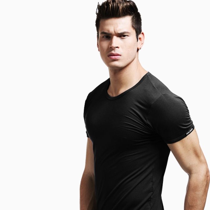 メンズ下着丸首半袖インナーシャツ無地ベーシック