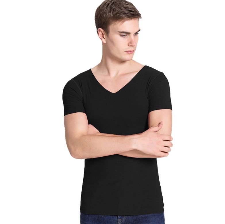 メンズ下着深めブイネック半袖インナーシャツ