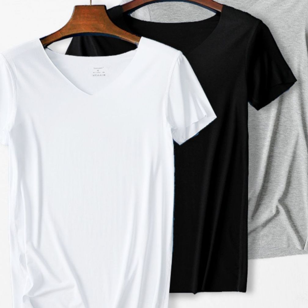 メンズ下着深めブイネック半袖インナーシャツ