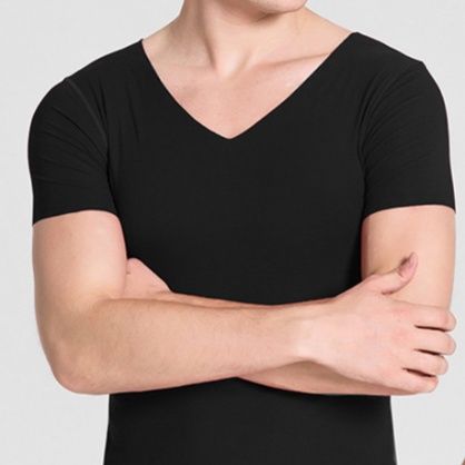 メンズ下着深めブイネック半袖インナーシャツ