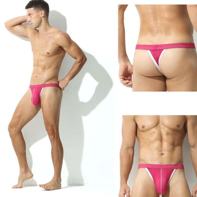 メンズ 下着  メッシュ素材切替デザインセクシー立体成型ビキニ