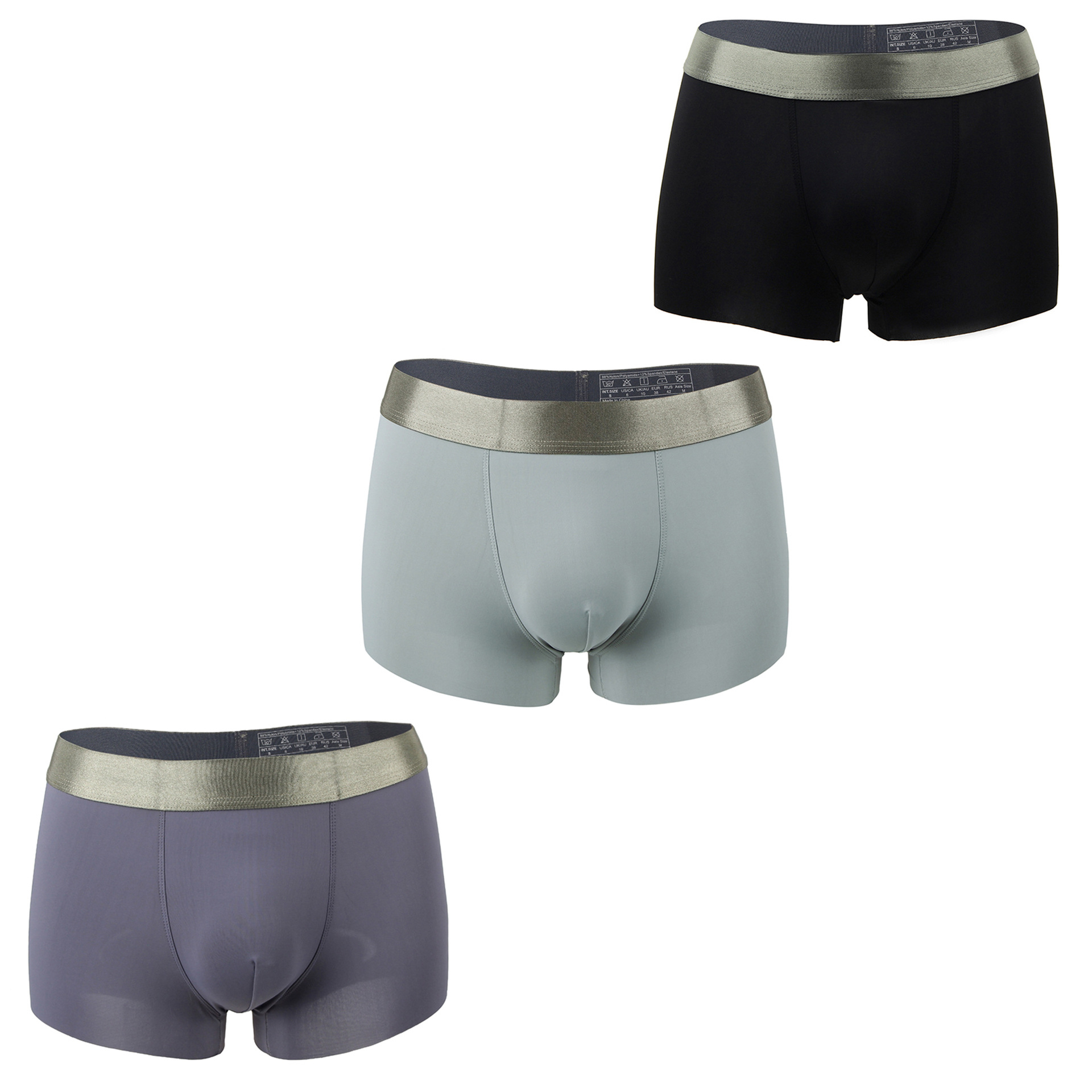 メンズ 下着  光沢ウエストバンド切替デザインボクサーパンツ