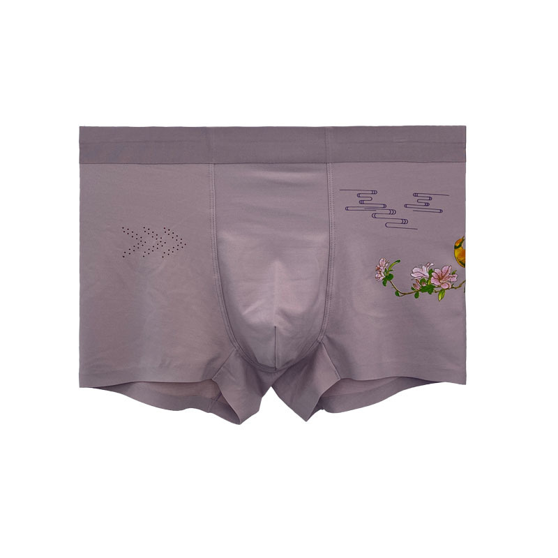 メンズ 下着  和風花鳥図柄快適フィット男性用ボクサーパンツ