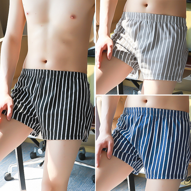 メンズ 下着  爽やか縦縞柄ゆったりトランクスパンツ