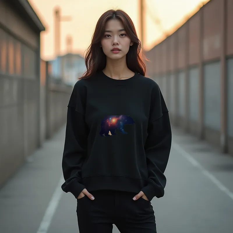 【ユニセックストレーナー】宇宙クマ ゆったりトレーナー