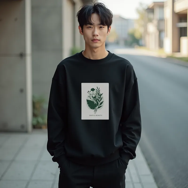 【ユニセックストレーナー】植物画プリントゆったりトレーナー