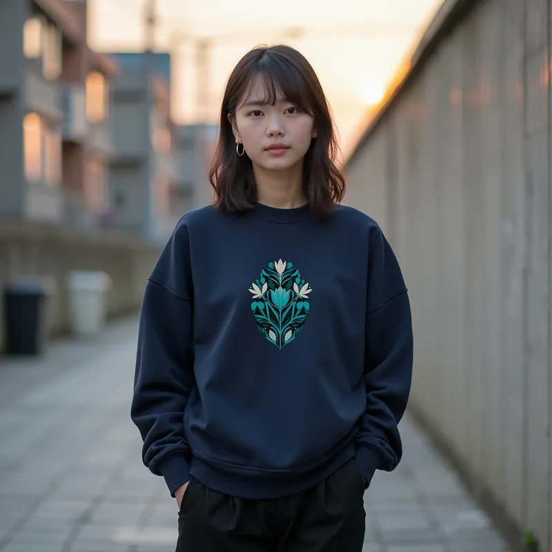 【ユニセックストレーナー】花束刺繍デザイントレーナー