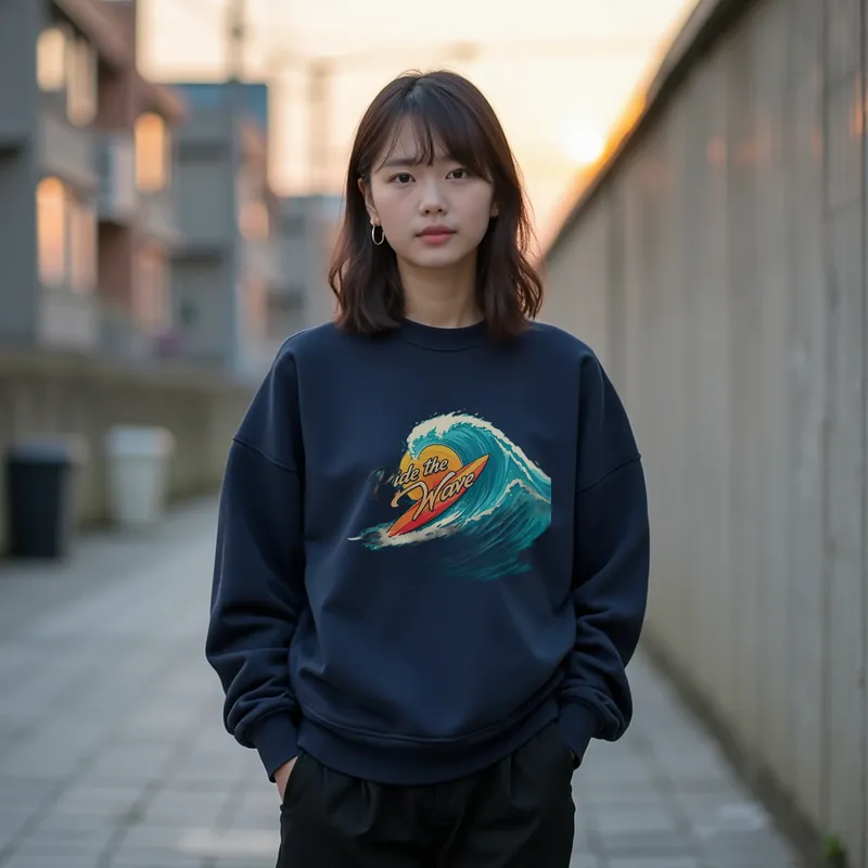 【ユニセックストレーナー】波乗りサーファー ゆったりトレーナー