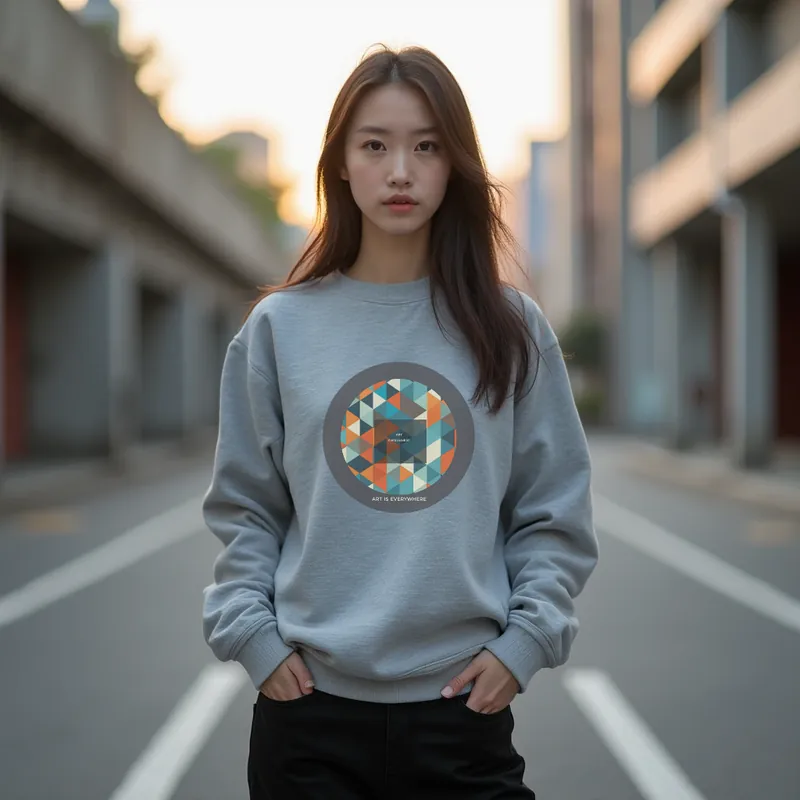 【ユニセックストレーナー】幾何学アートスウェット