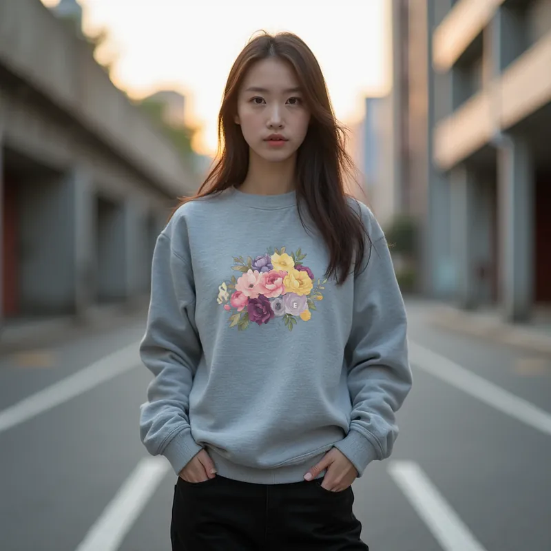 【ユニセックストレーナー】花束刺繍トレーナー