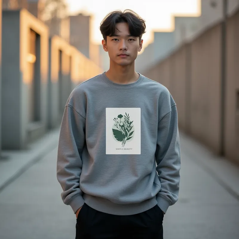 【ユニセックストレーナー】植物画プリントゆったりトレーナー