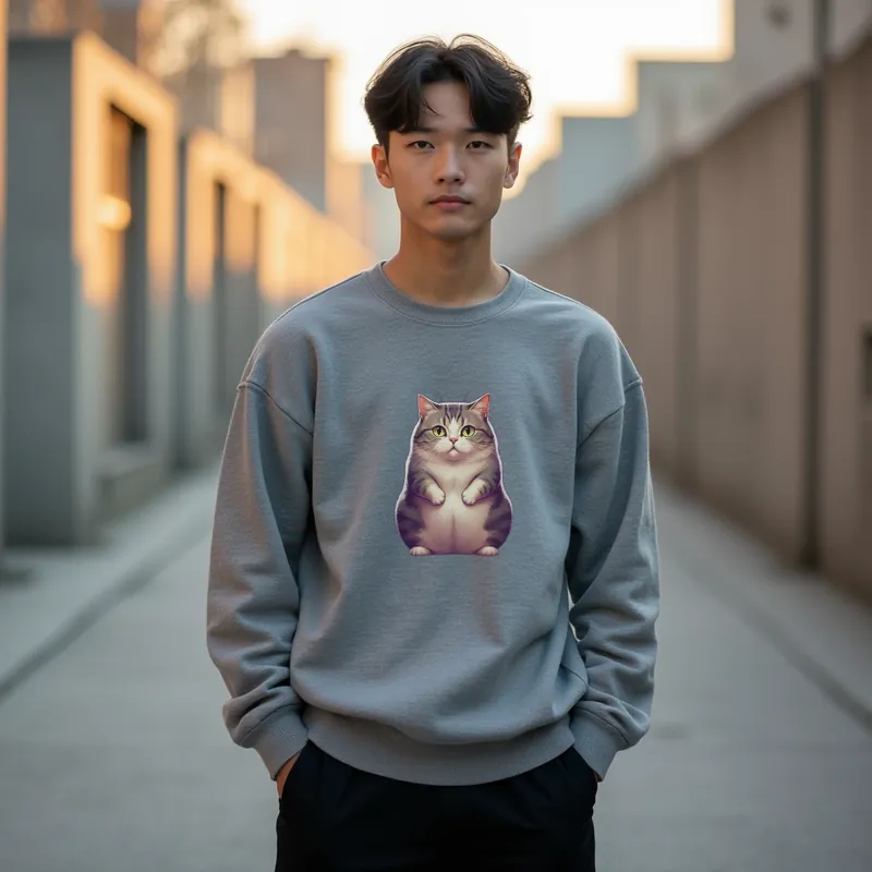 【ユニセックストレーナー】まんまる子猫のゆるトレーナー