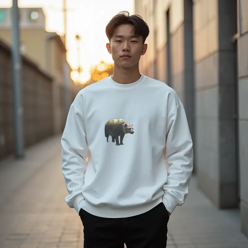 【ユニセックストレーナー】クマ刺繍入りゆるトレーナー