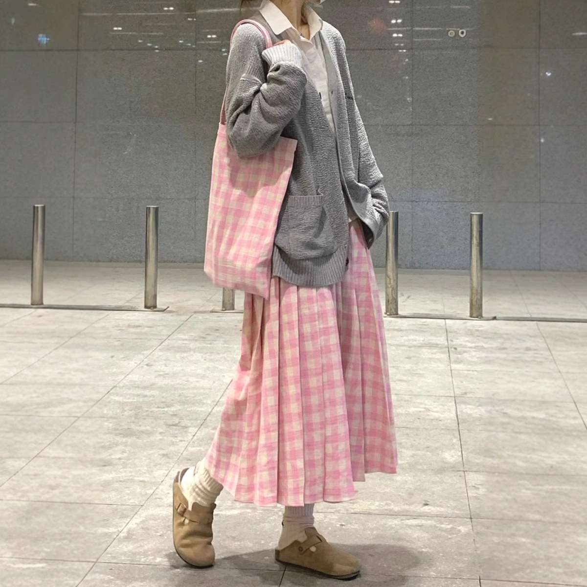 ゆるふわチェック柄プリーツスカート
