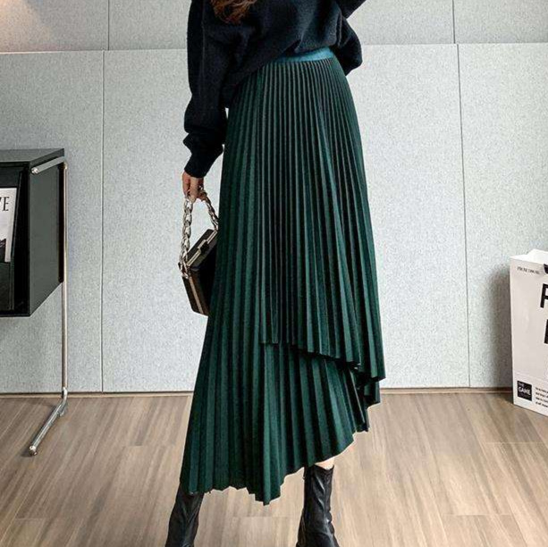 プリーツスカート 洗練プリーツロングスカート