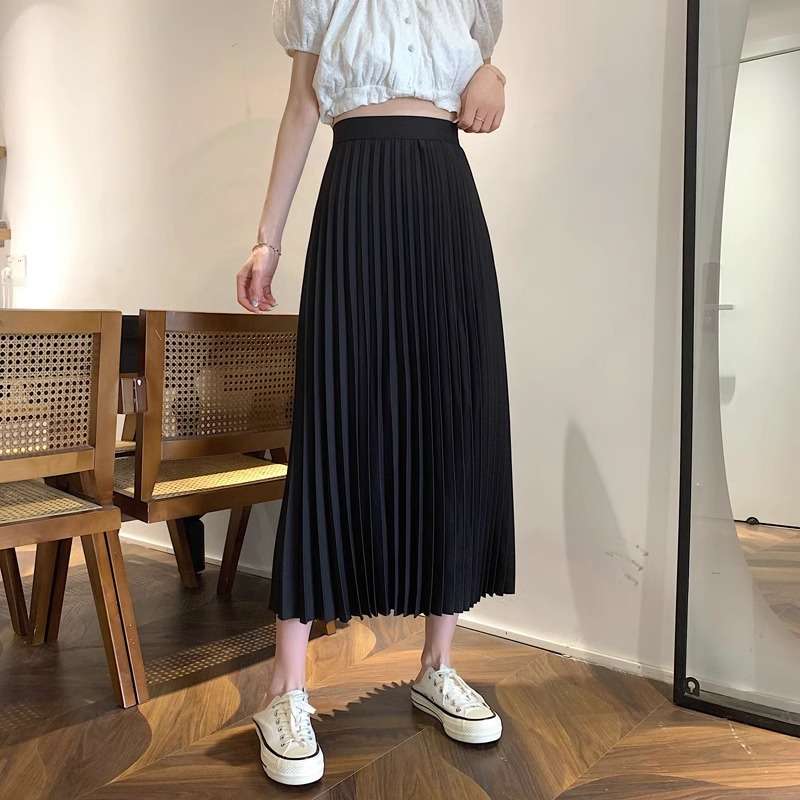 プリーツスカート シンプルプリーツロングスカート