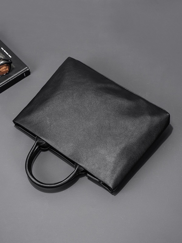 ビジネスバッグ 高級合成皮革ブリーフケース黒色男性用手提げ
