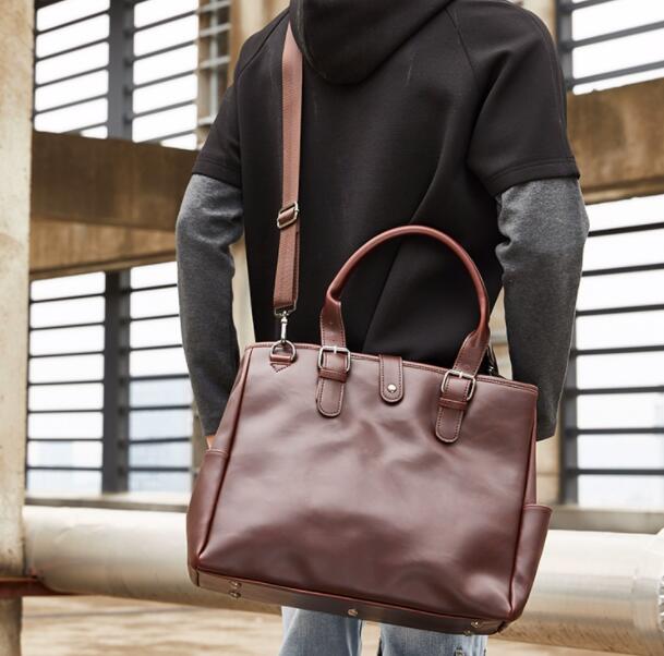 ビジネスバッグ 紳士用合成皮革ショルダー付きブリーフケース