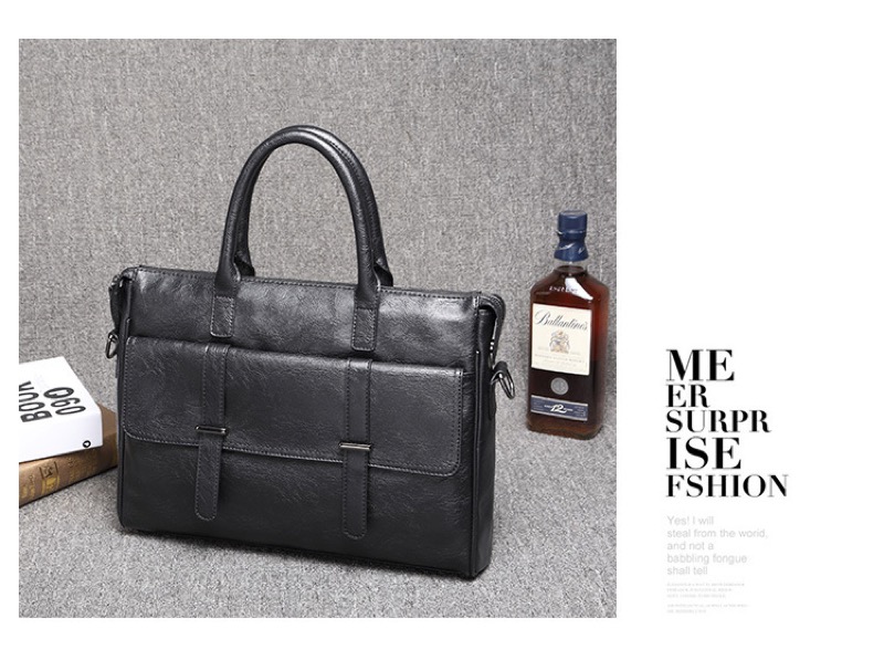 ビジネスバッグ 合成皮革ブリーフケース 黒 手提げ肩掛け両用