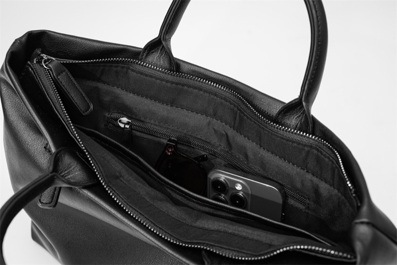 ビジネスバッグ 高級合成皮革ブリーフケース黒色男性用手提げ