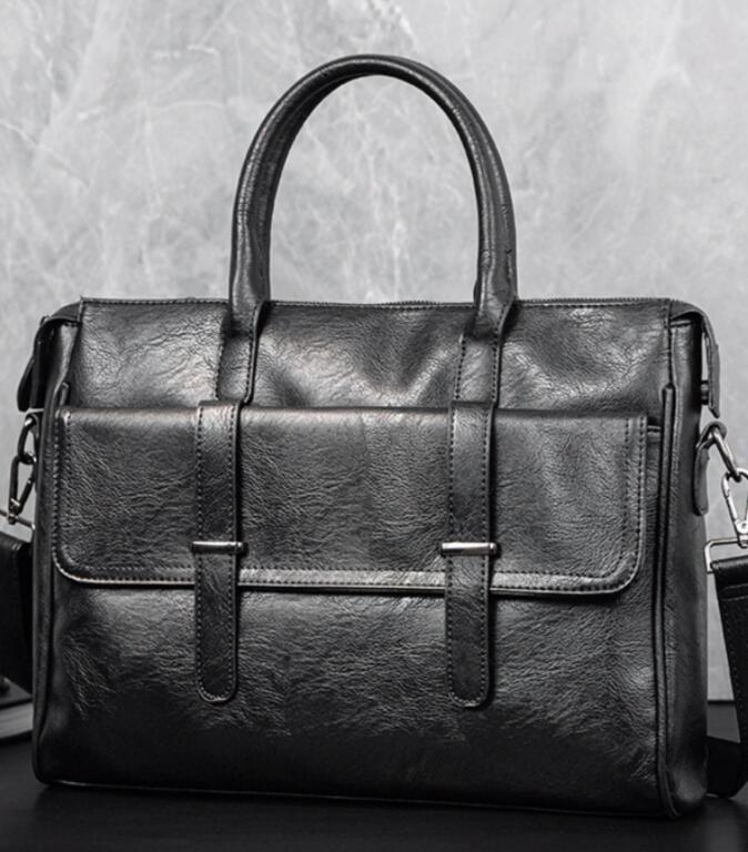 ビジネスバッグ メンズ合成皮革ビジネスブリーフケース黒