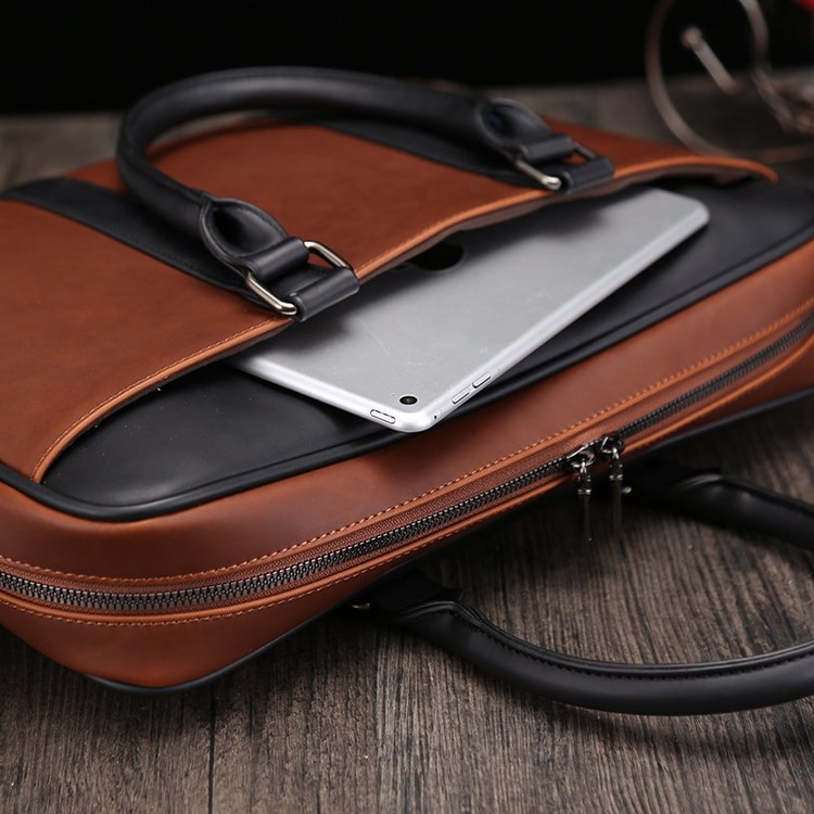 ビジネスバッグ 紳士用レザーブリーフケース ツートンカラー