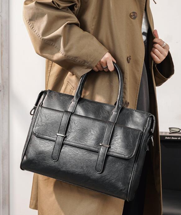 ビジネスバッグ メンズ合成皮革ビジネスブリーフケース黒