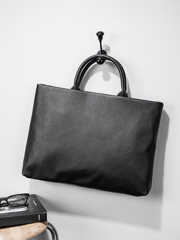 ビジネスバッグ 高級合成皮革ブリーフケース黒色男性用手提げ