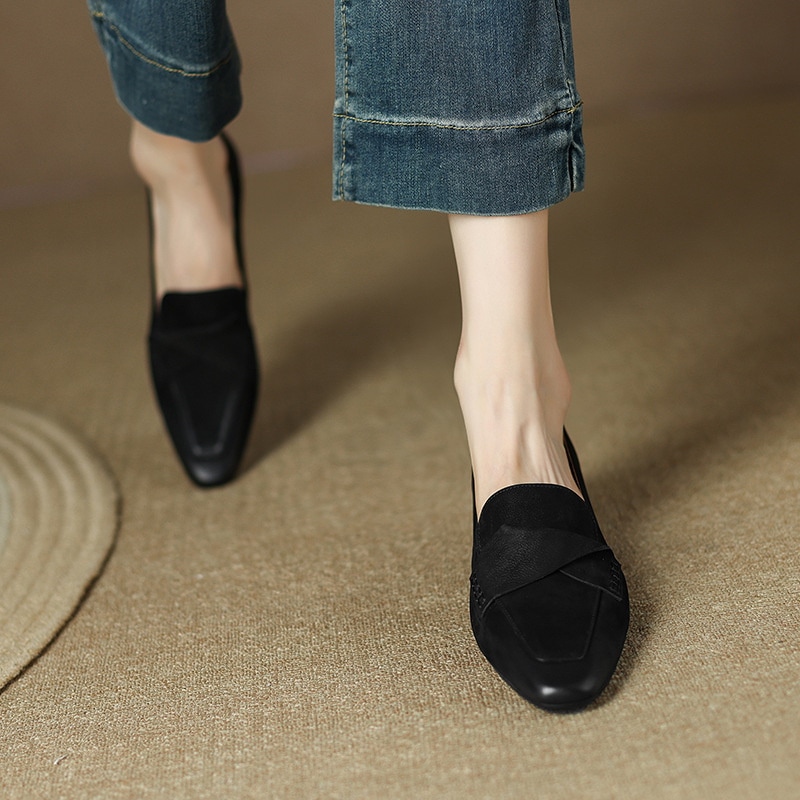 パンプス 就活対応 通年使用可能 尖頭低跟淑女靴 黒茶色展開