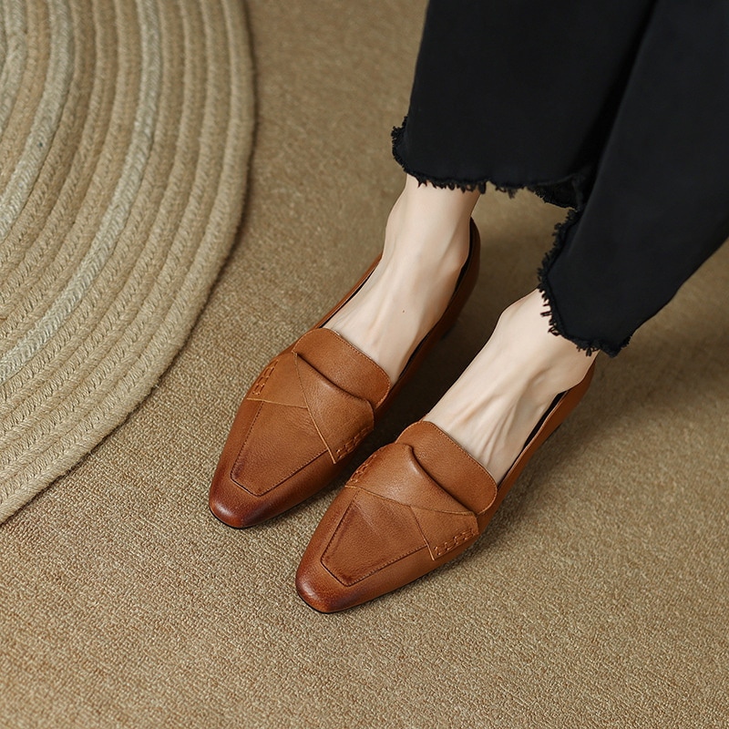 パンプス 就活対応 通年使用可能 尖頭低跟淑女靴 黒茶色展開