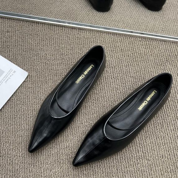 結婚式パンプス 黒パンプス ポインテッドトゥ ぺたんこ ローファー 歩きやすい レディース