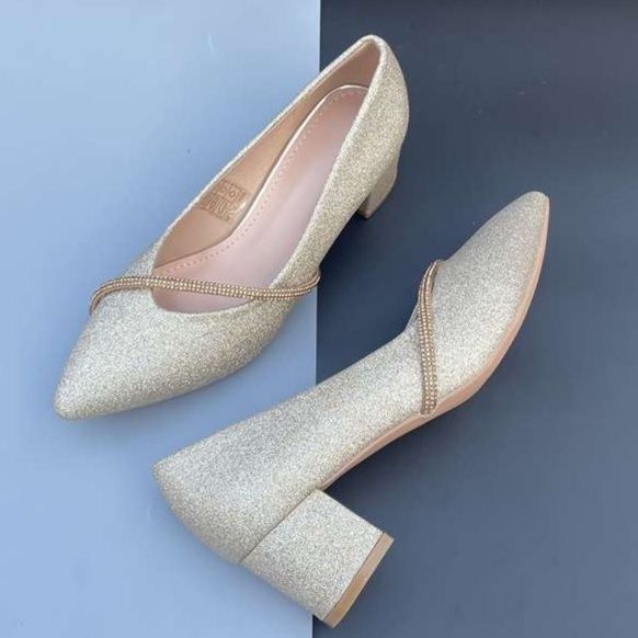 結婚式パンプス ゴールドパンプス きらめきラインパンプス