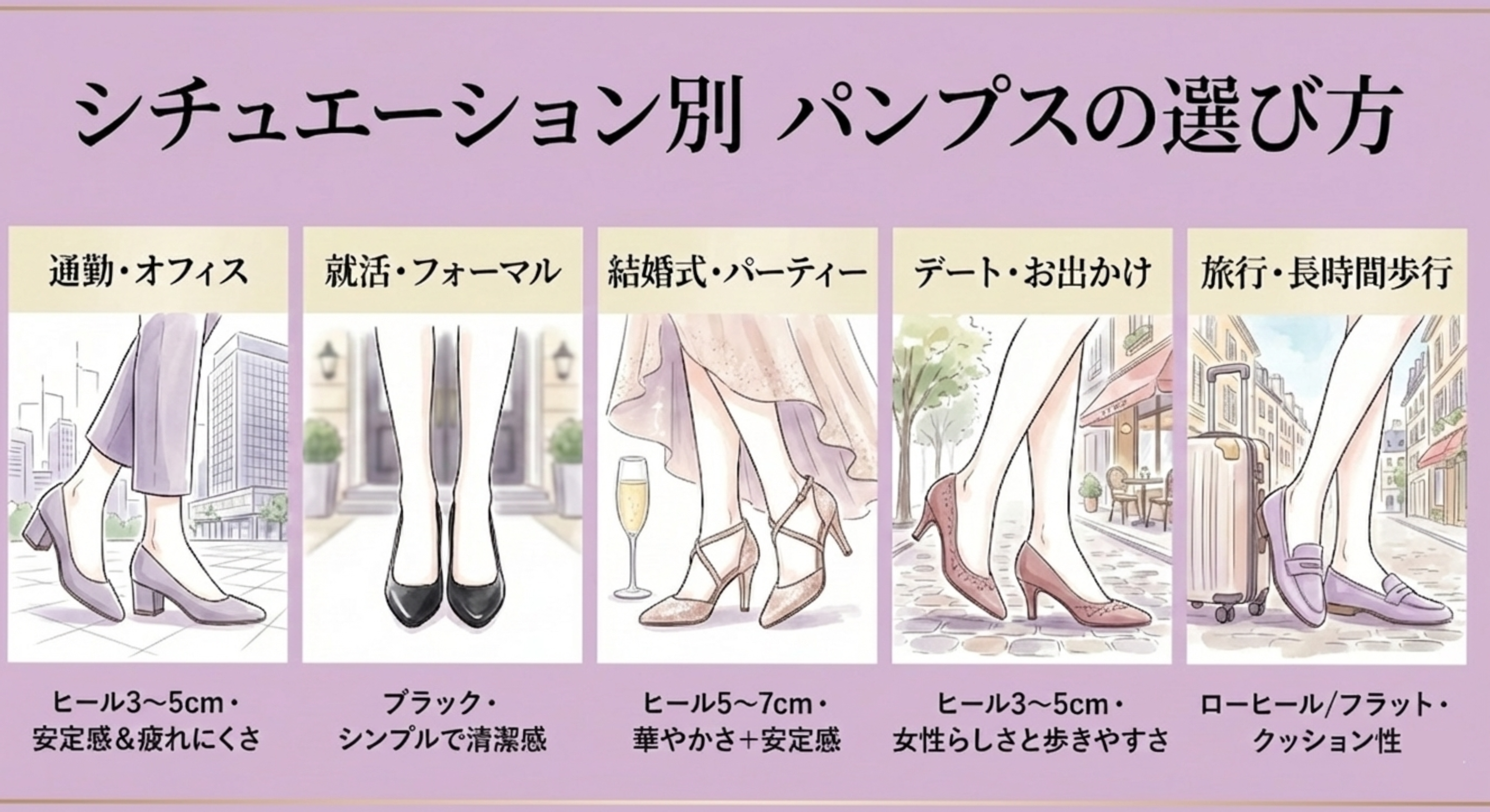 シーン別のパンプスの選び方