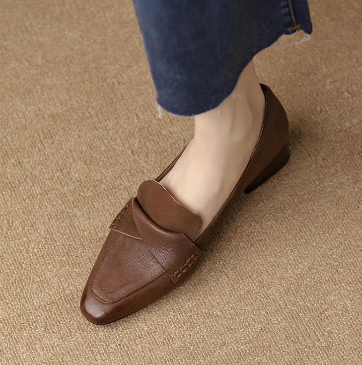 パンプス 就活対応 通年使用可能 尖頭低跟淑女靴 黒茶色展開