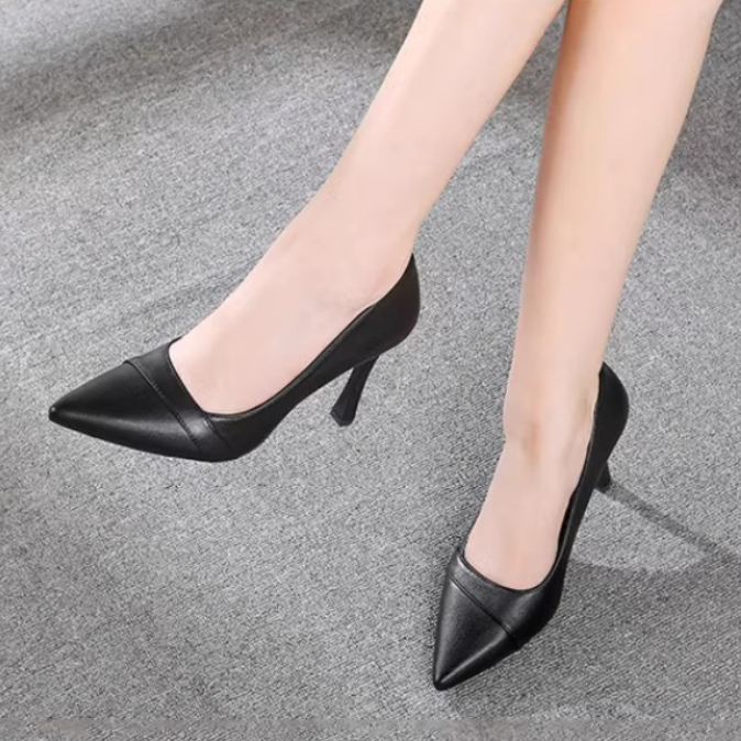 就活対応 黒パンプス 高級感 ヒール7センチ 美脚 女性用