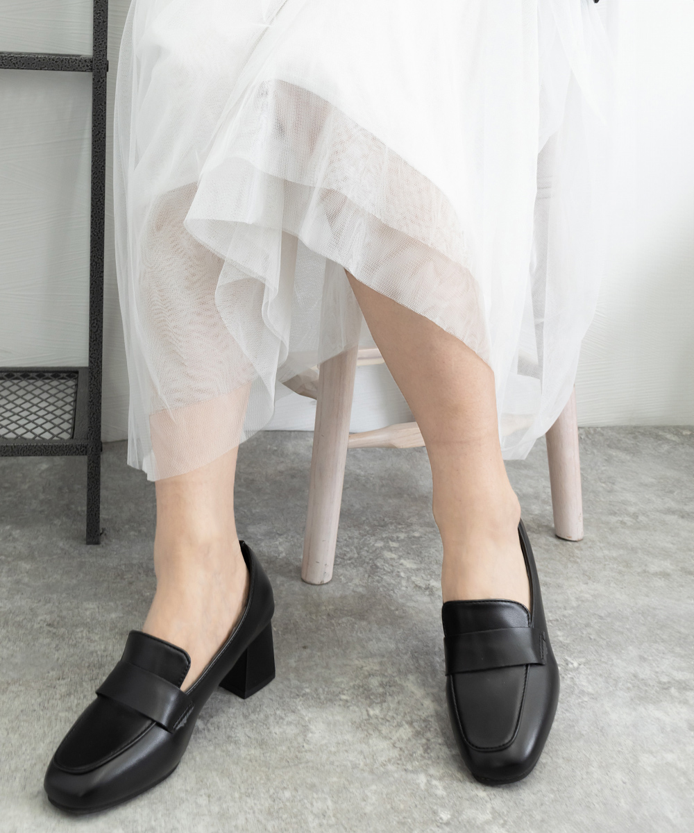 就活対応ローファー太ヒールパンプス歩きやすい