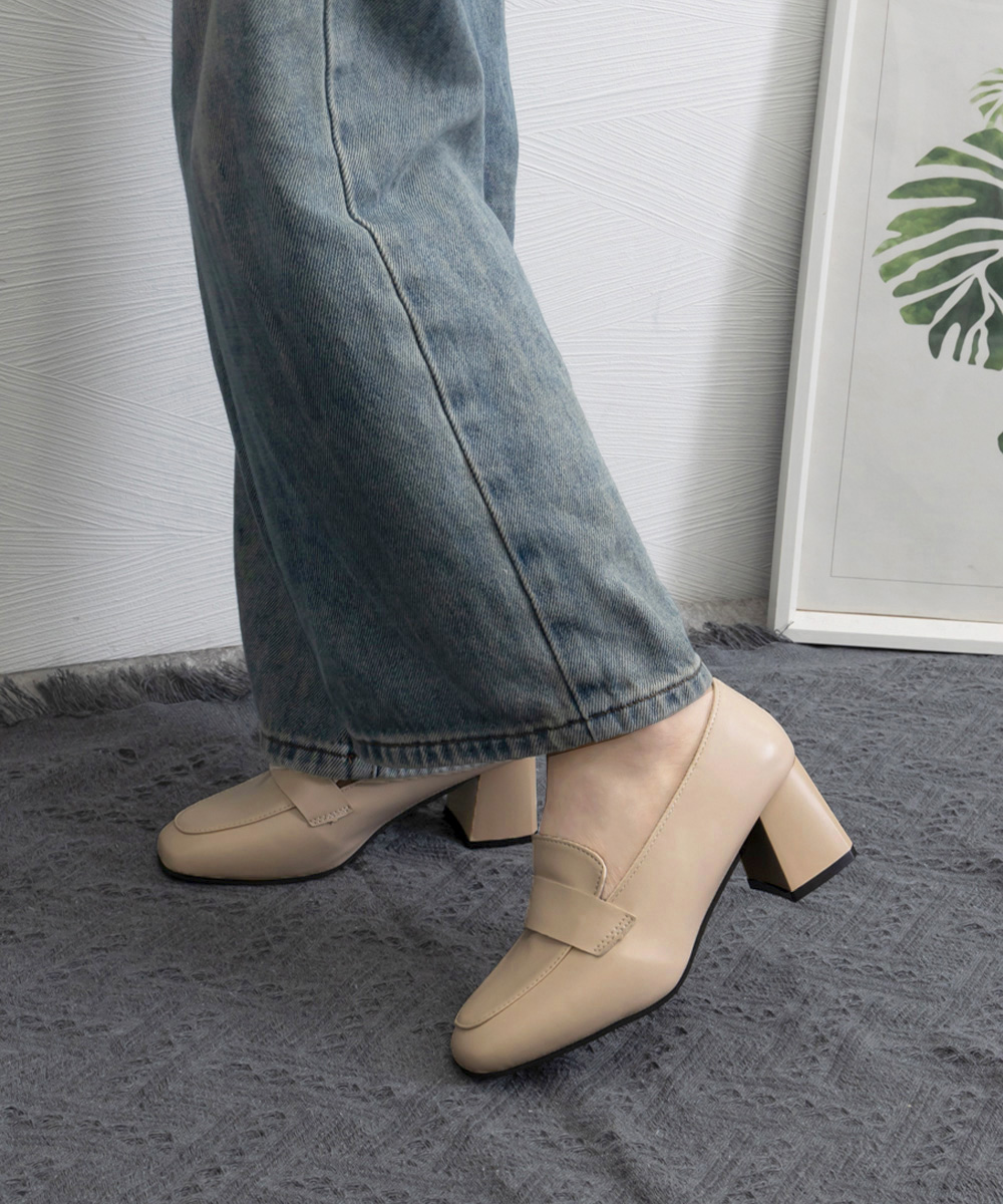 就活対応ローファー太ヒールパンプス歩きやすい