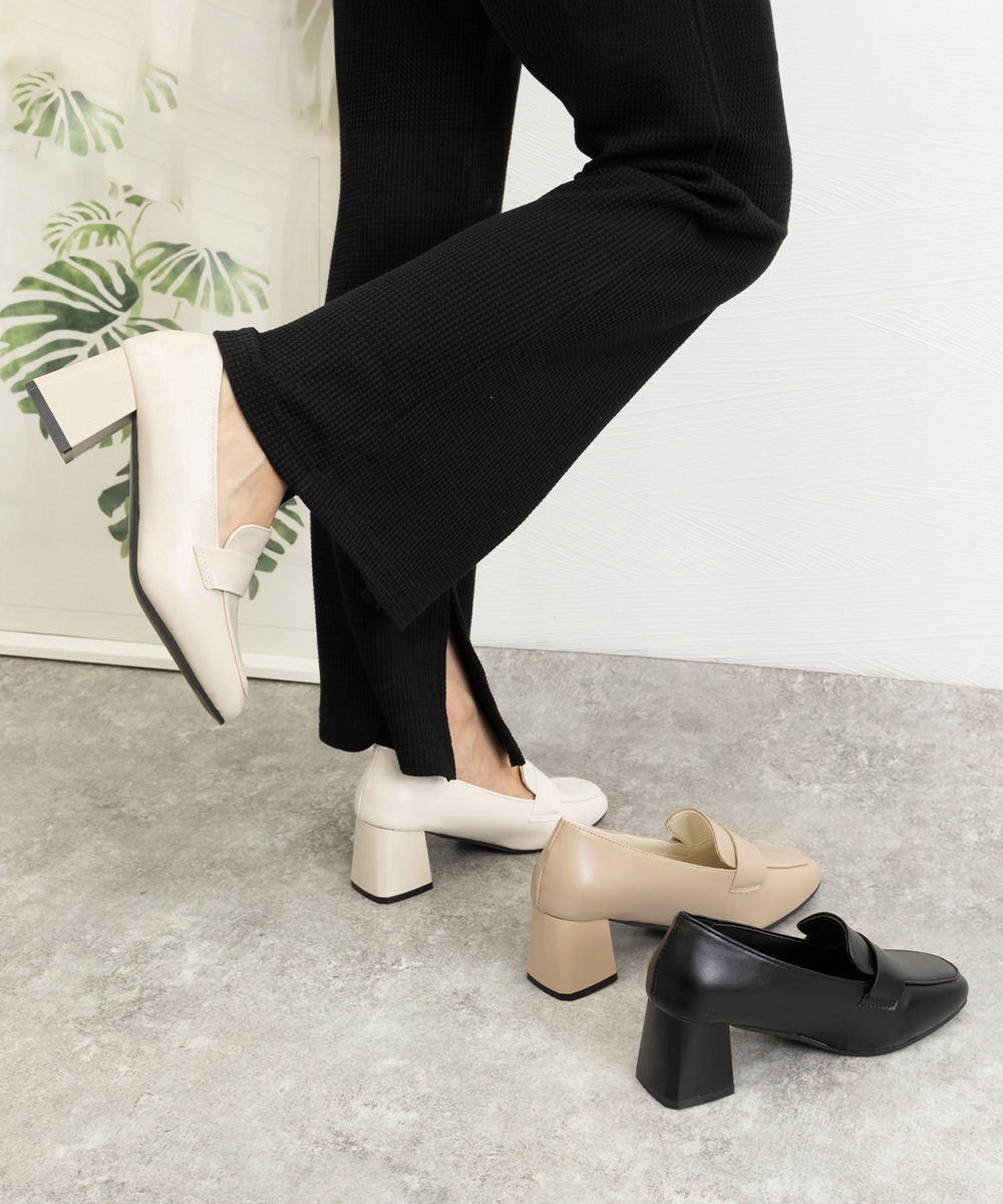 就活対応ローファー太ヒールパンプス歩きやすい