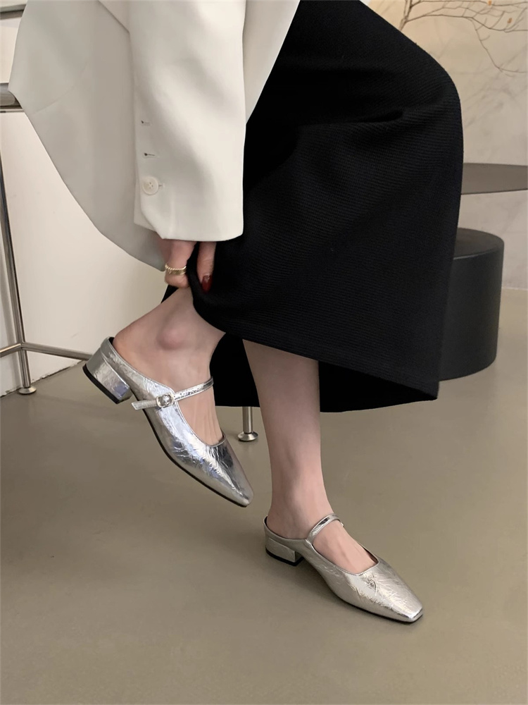 就活対応 太ヒール ストラップパンプス 黒