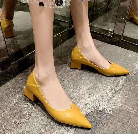 パンプス 就活対応 二通り履き 太めヒール とがり先 美脚 靴