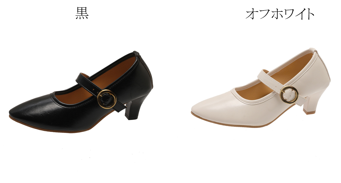 2025新作 就活用レディースパンプス ストラップ付き光沢靴