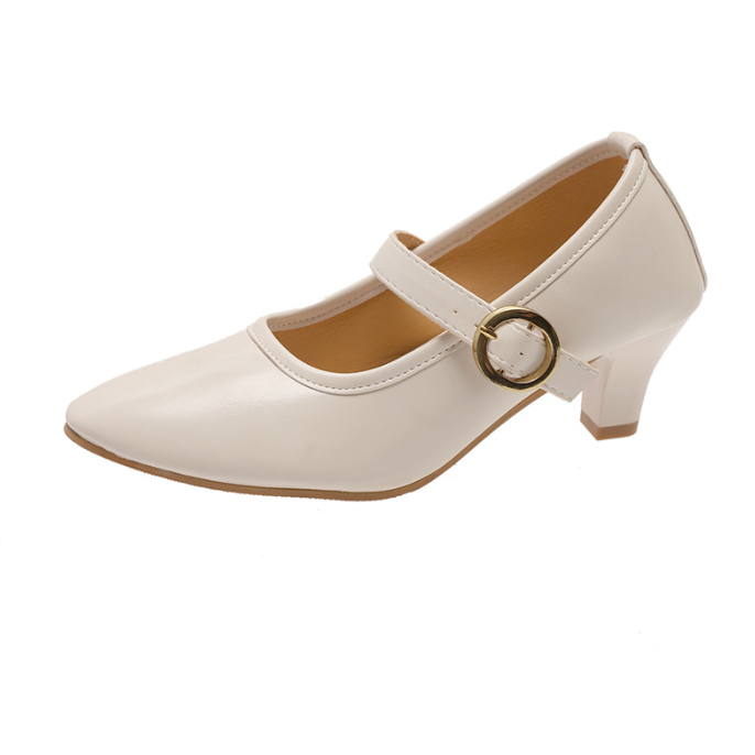 2025新作 就活用レディースパンプス ストラップ付き光沢靴