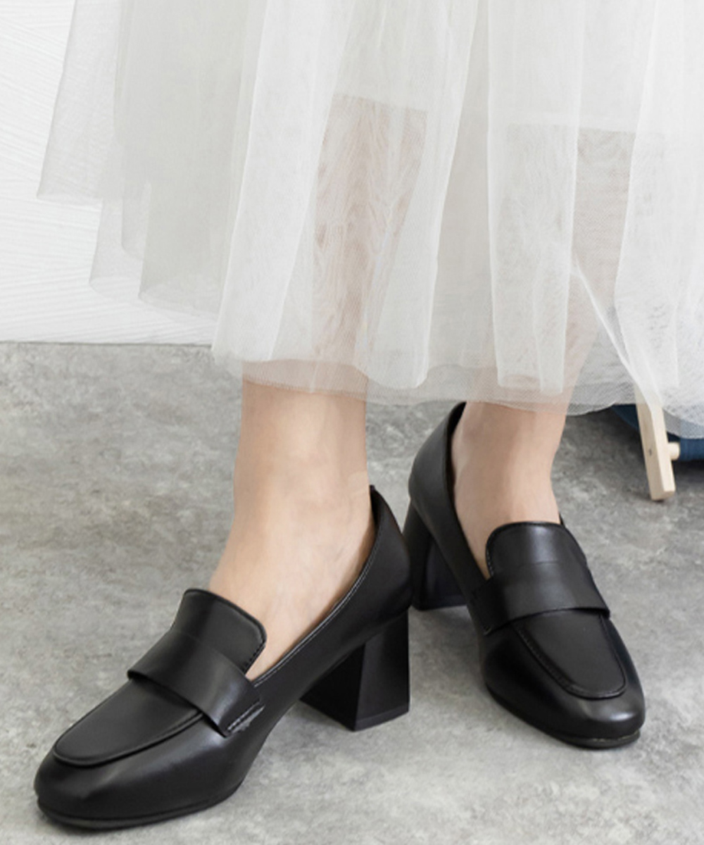 就活対応ローファー太ヒールパンプス歩きやすい