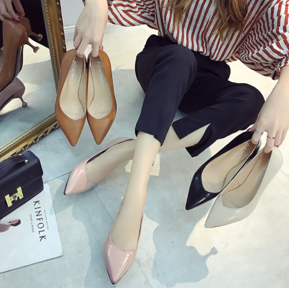 就活対応 尖頭ハイヒール パンプス 春秋オフィス通勤靴
