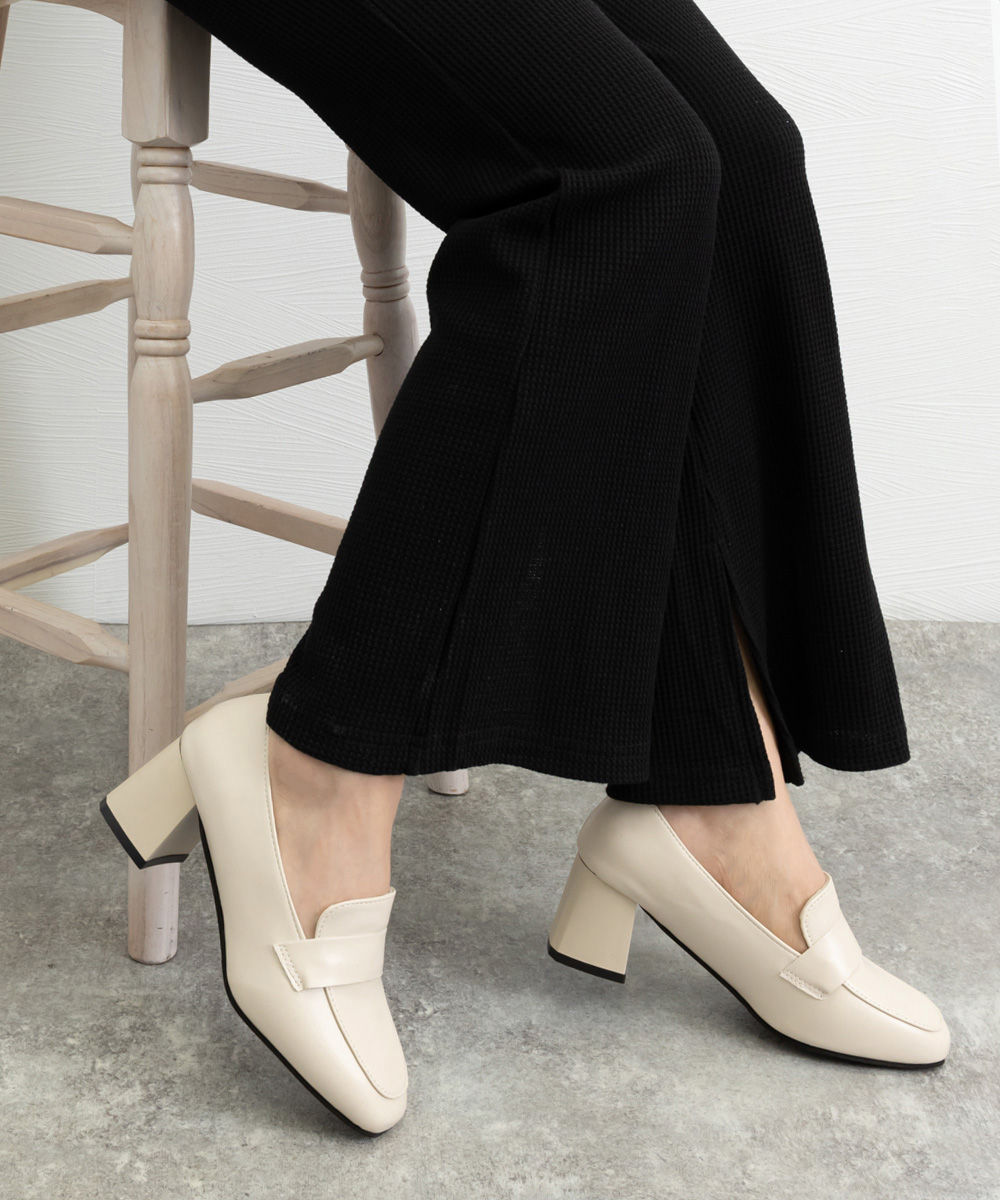 就活対応ローファー太ヒールパンプス歩きやすい