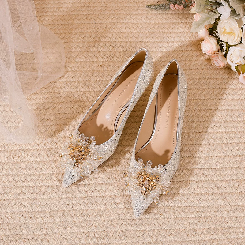 結婚式パンプス ゴールドラメ煌めき エレガントピンヒール