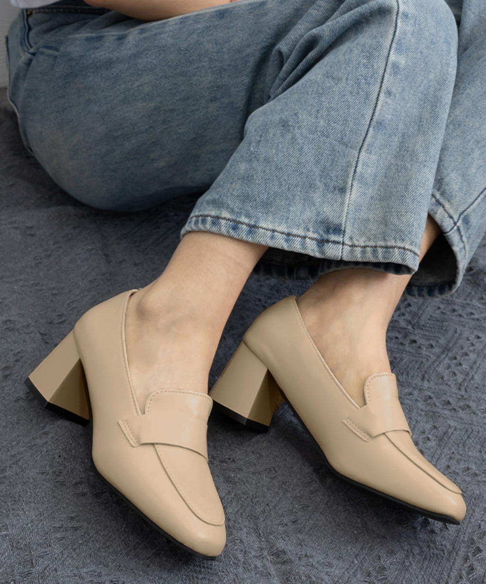 就活対応ローファー太ヒールパンプス歩きやすい