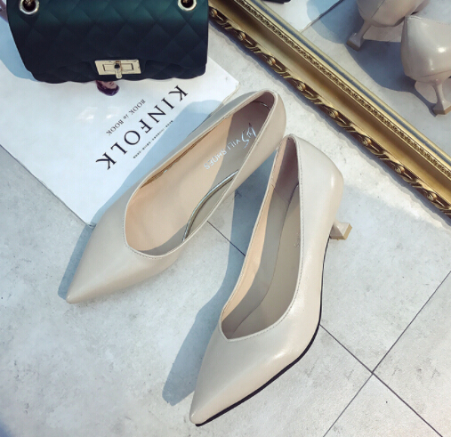 就活対応 尖頭ハイヒール パンプス 春秋オフィス通勤靴