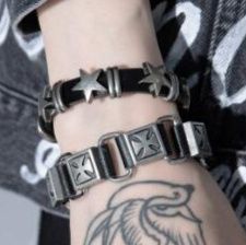 パンクファッション メンズ パンク風 スタッズ ブレスレット 黒