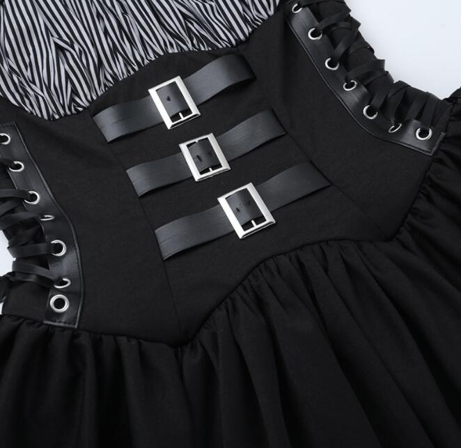 パンクファッション 暗黒系コルセットワンピース レディース パンク風キャミソール